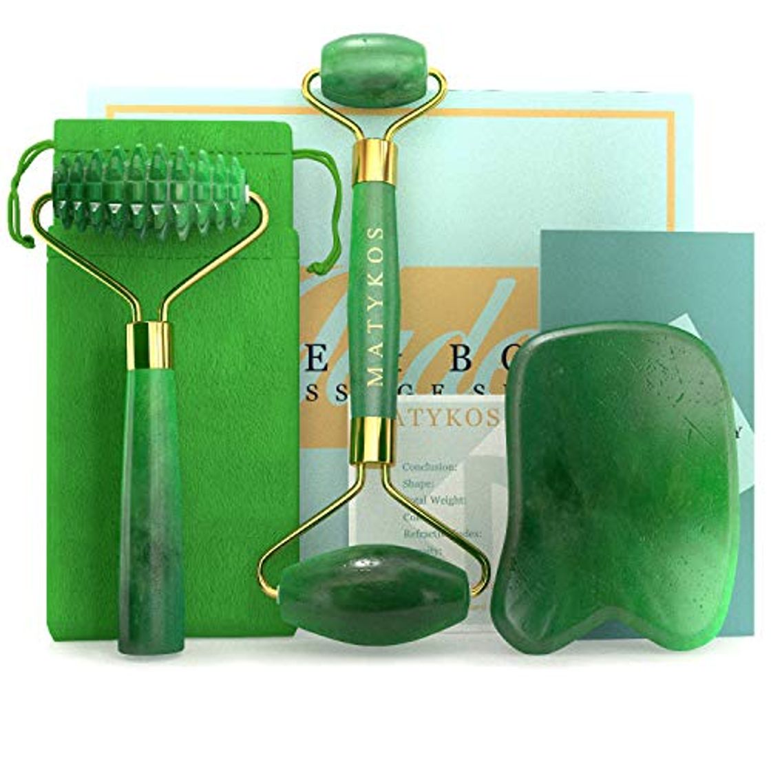 Productos Rodillo certificado de Jade para la cara y Gua Sha Cuidado de