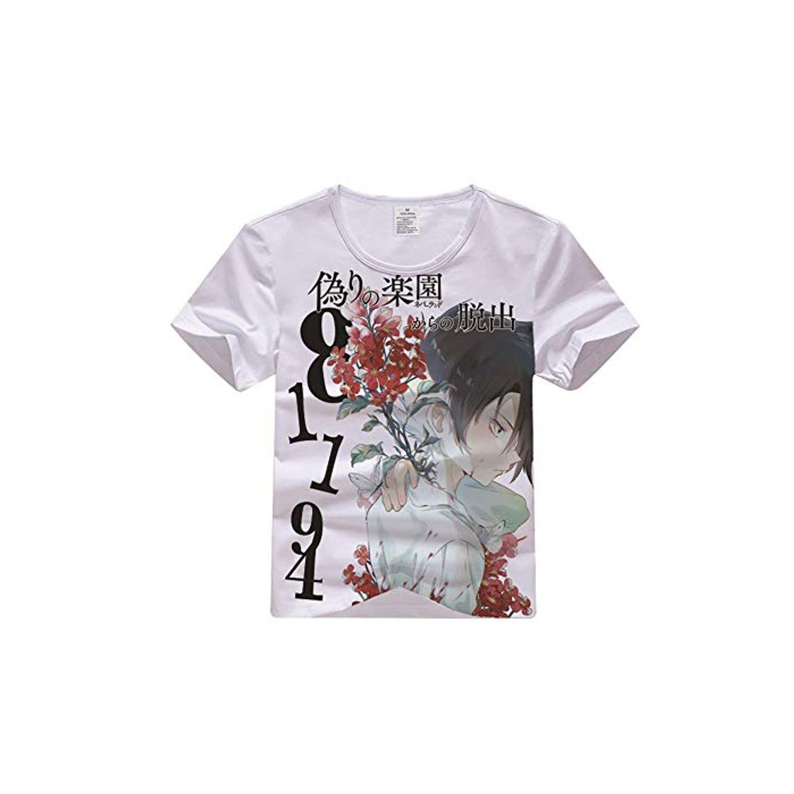 Social The Promised Neverland Camiseta Algodón Transpirable Manga Corta Camiseta Estampada Suelta Primavera