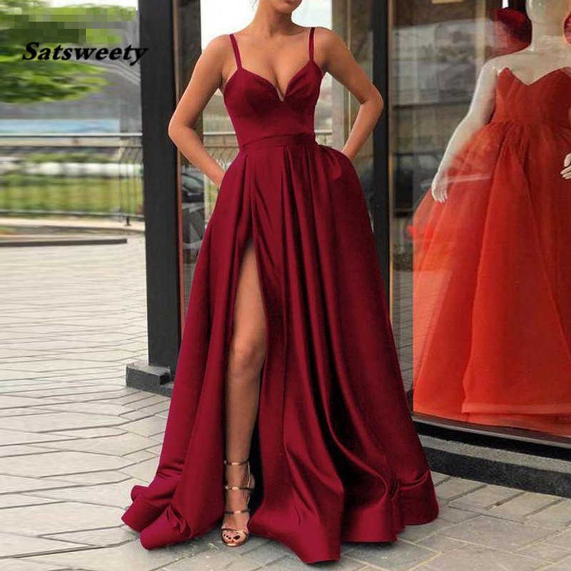 Fashion Vestido vinho com uma fenda 