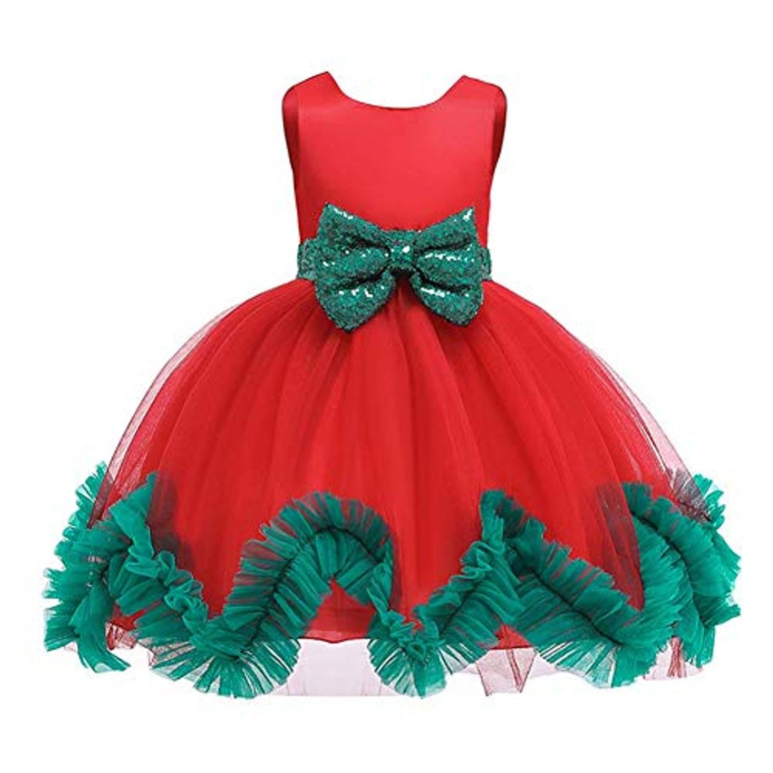 Fashion OBEEII Niñas Vestido Navidad Sin Manga Lentejuelas Princesa Vestido Empalmadas de Tul