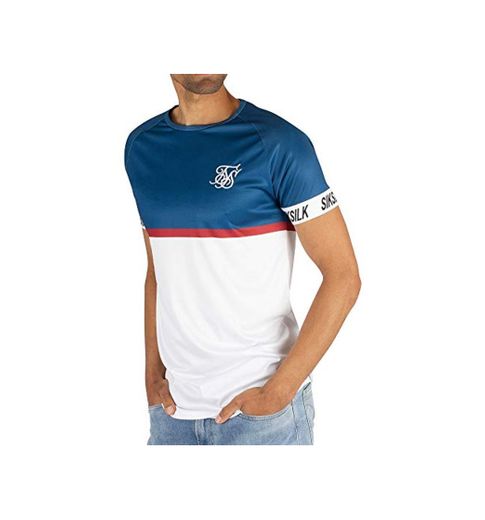 Sik Silk S/S - Camiseta de Manga Corta, Color Blanco - Azul