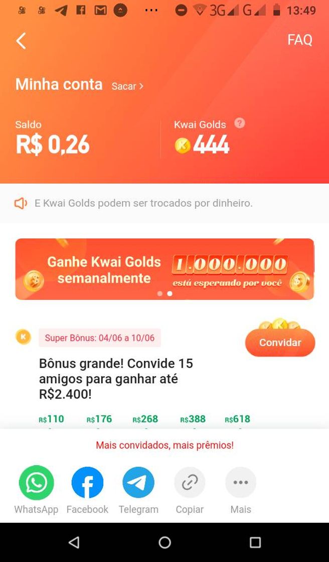 App Ganhar dinheiro baixando o Kwai!https://s.kwai.app/s/eGdaml2