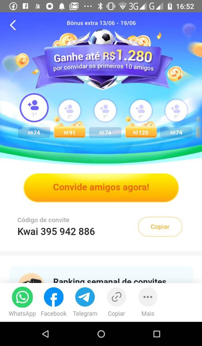 Lugares Ganhar dinheiro baixando o Kwai!https://s.kwai.app/s/dd3rwmd