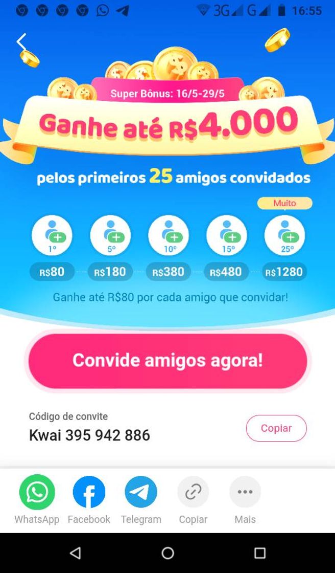 Moda Ganhar dinheiro baixando o Kwai!https://m.kwai.me/activity/i