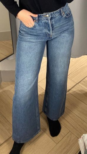 Wide High Jeans - Azul denim - MUJER