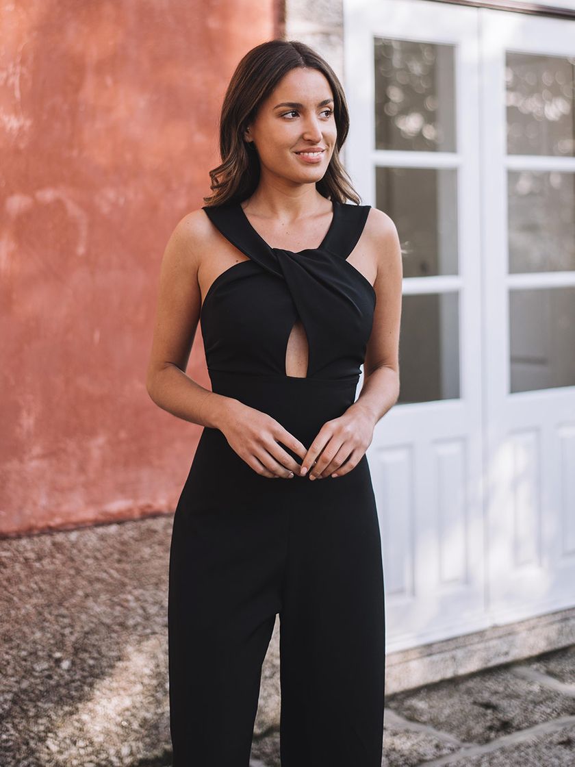 Moda Black Jumpsuit with Knot | KAOÂ