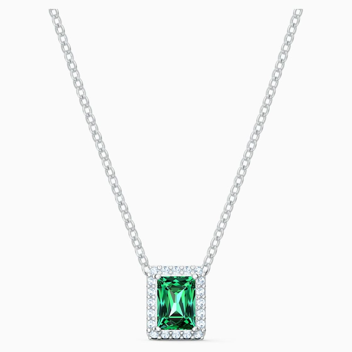 Moda Collar Angelic Rectangular, verde, baño de rodio | Swarovski.com