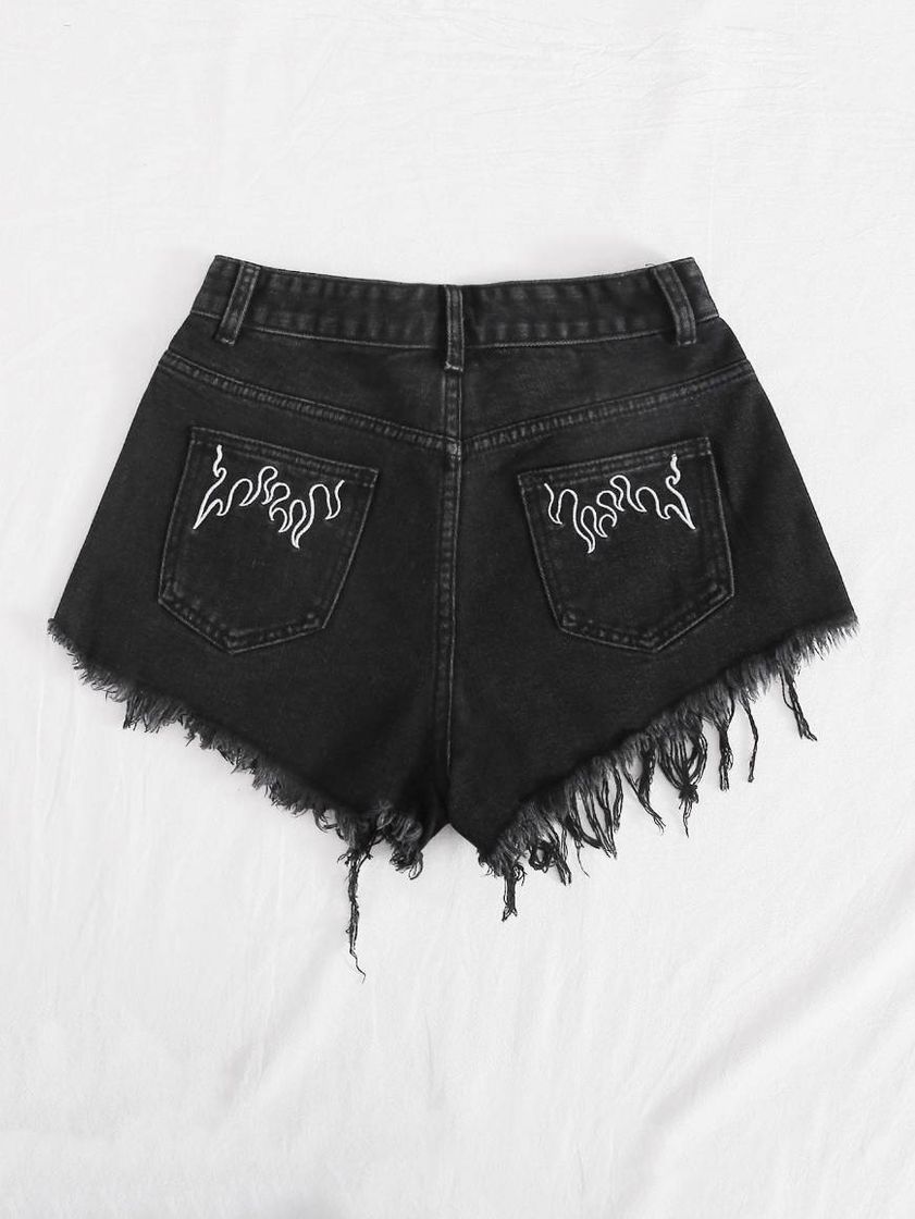 Moda Shorts Jeans Preto