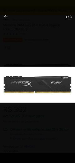 Memória RAM Fury 8GB 1x8GB HyperX HX426C16FB3/8 | Mercado ...