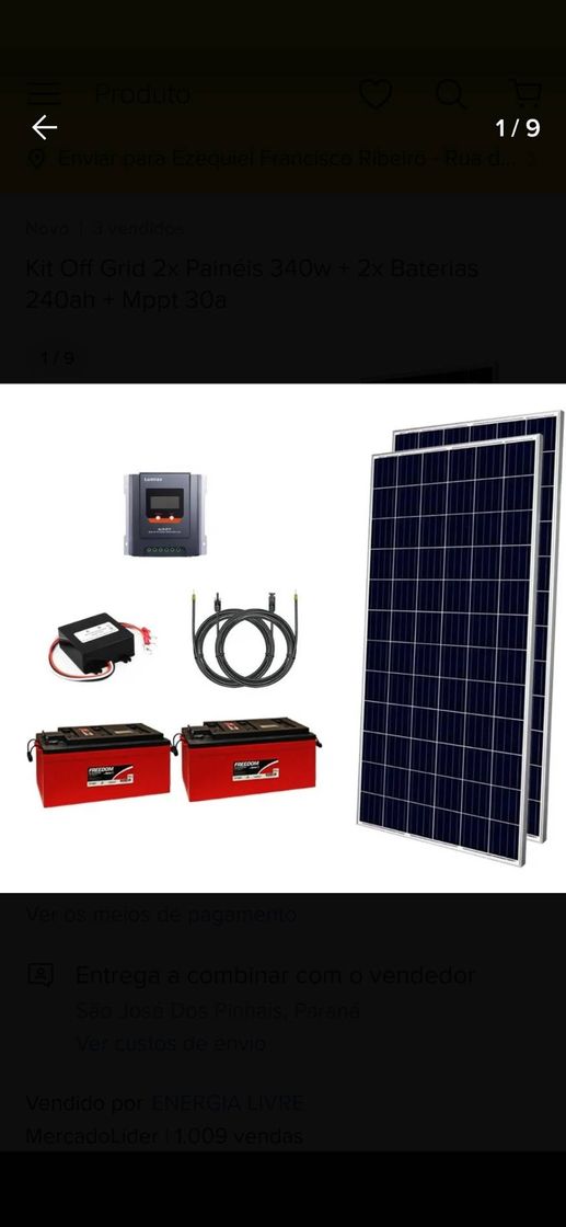 Moda Kit Off Grid 2x Painéis 340w + 2x Baterias 240ah + Mppt 30a ...