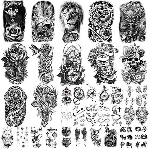 36 hojas de pegatinas de tatuajes temporales