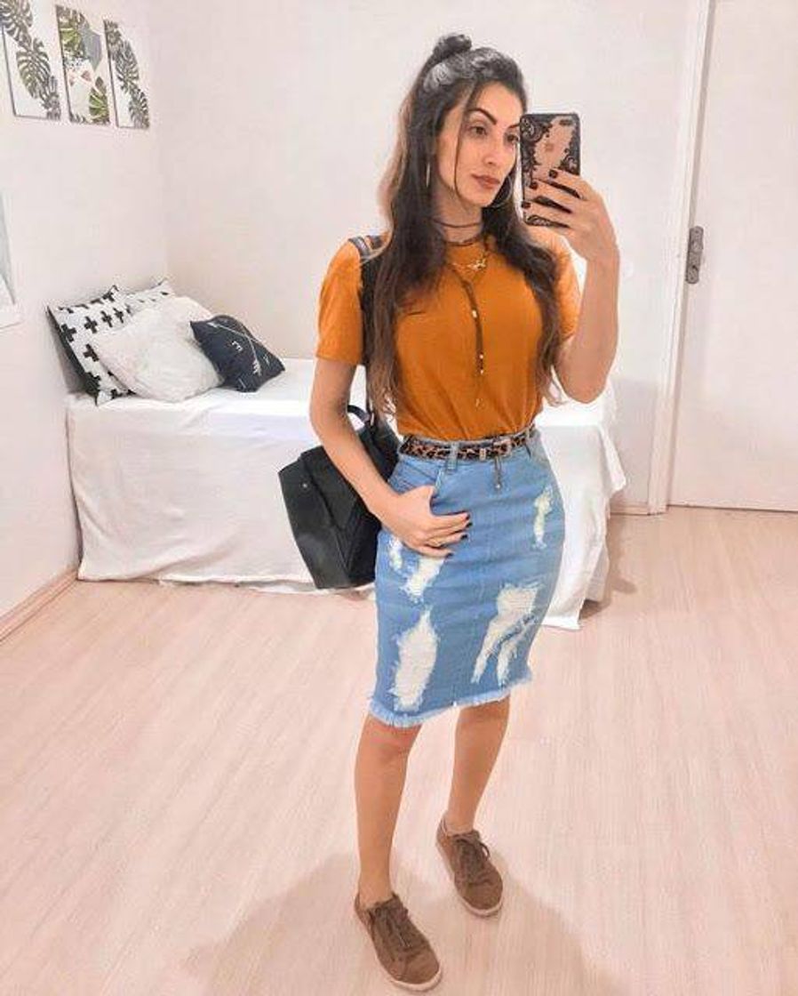 Moda Tênis com saia jeans 