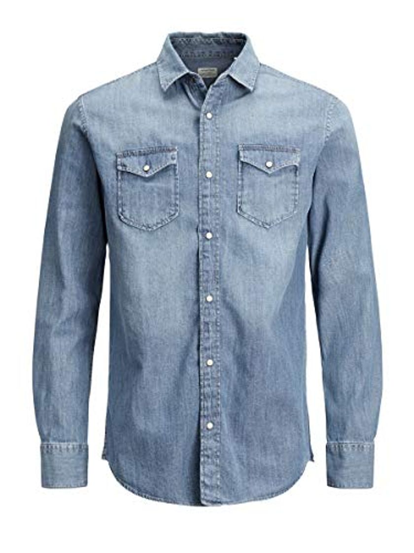 Moda Jack & Jones Jjesheridan Shirt L/s Camisa Vaquera, Azul