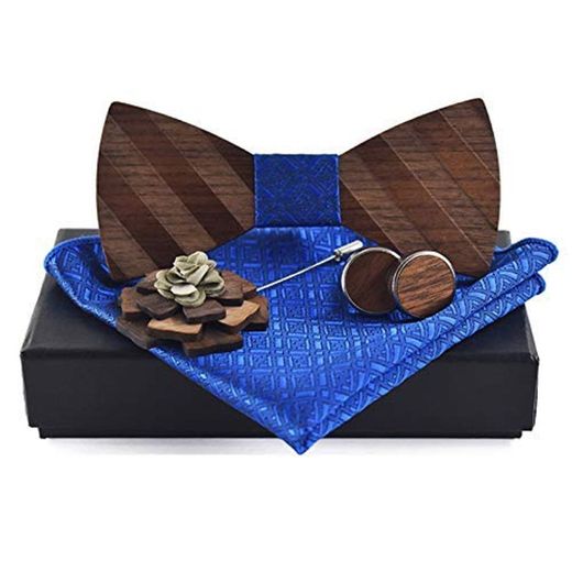 Colgante de joyería de bolsillo cuadrado broche gravata pajarita de madera para