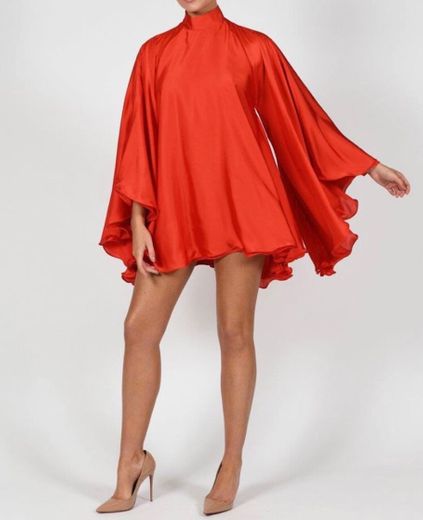 HIGH NECK LORENA DRESS IN RED