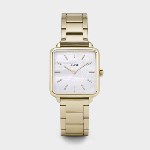 CLUSE La Tétragone Watch CL60026S White Pearl/Gold Colour ...