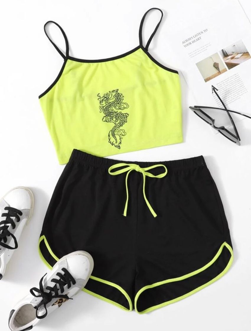 Moda Conjunto verde neon 🐉