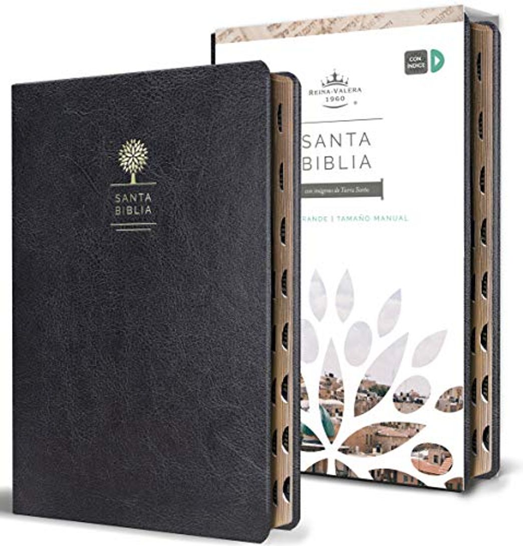Book Biblia Reina Valera 1960 letra grande. Símil piel negro, índice, tamaño manual