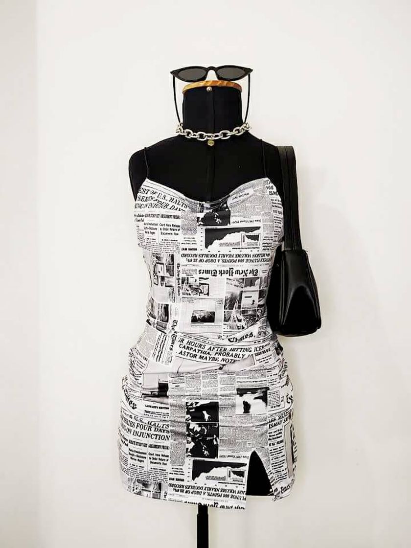 Fashion Vestido jornal gringo 