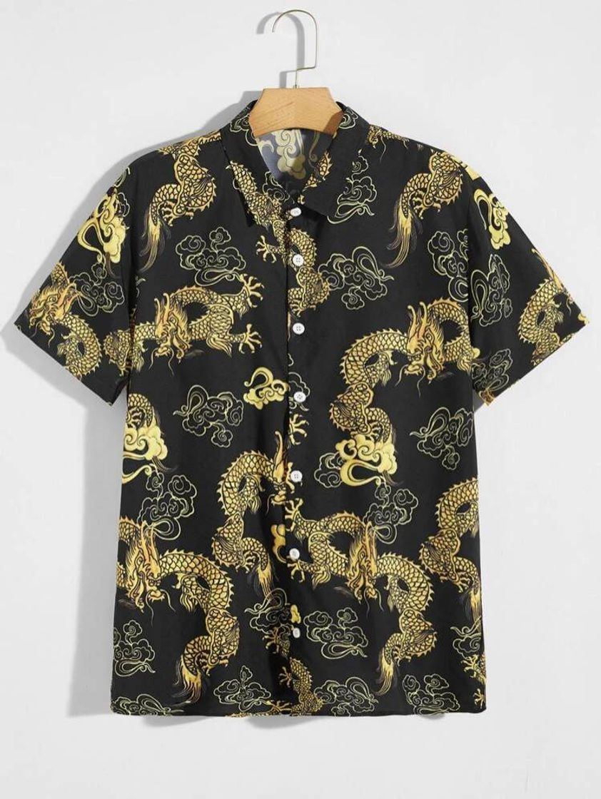 Social Butões Na Frente Animal Estilos De Rua Camisa Masculina

