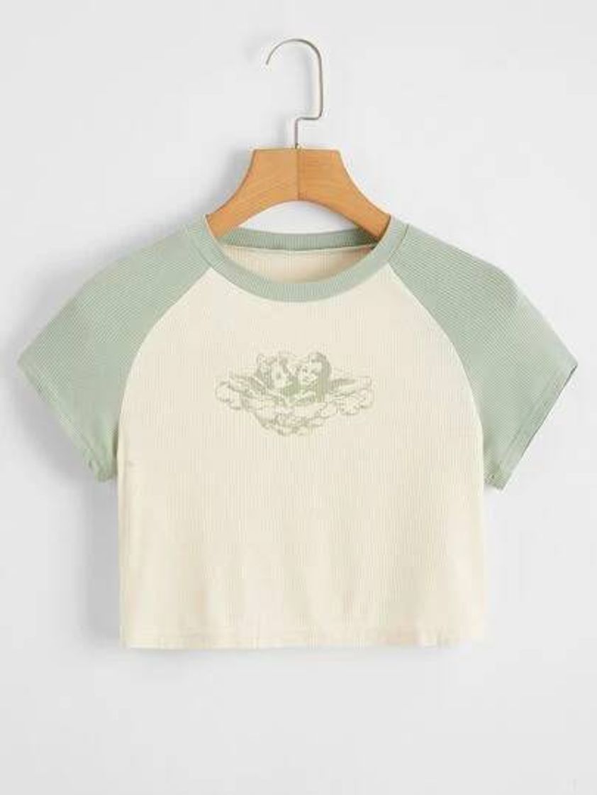 Social Bege Malhado Figura Ocasional Camiseta

