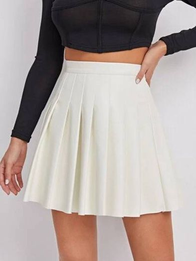 Solid Mini PU Leather Pleated Skirt | SHEIN USA