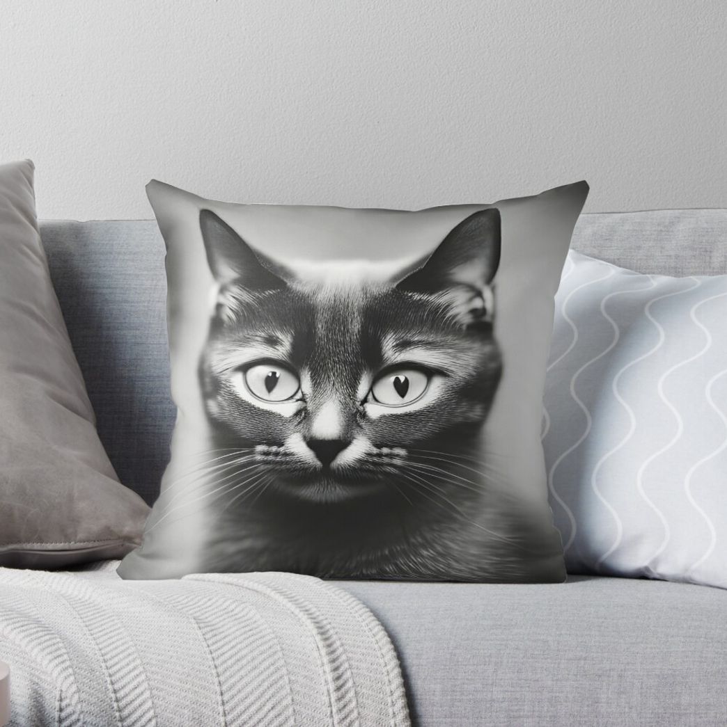 Product Cute Cat Cushion in Black and White 😺 🖤 🤍