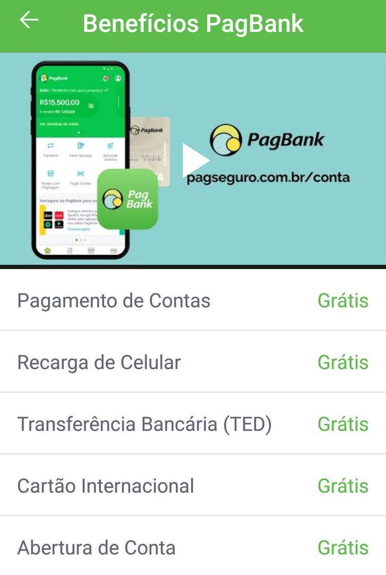 Aplicaciones Quer ganhar R$20? Use meu link e abra sua conta no pagbank.