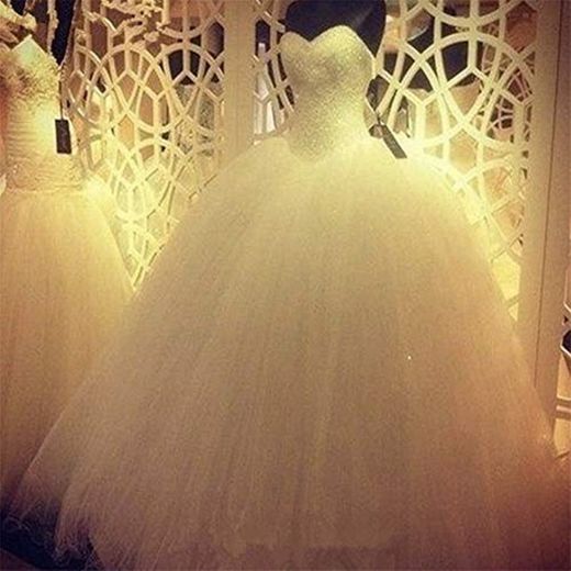 NO BRAND Vestido de novia de la princesa de Bling Bling Cristales