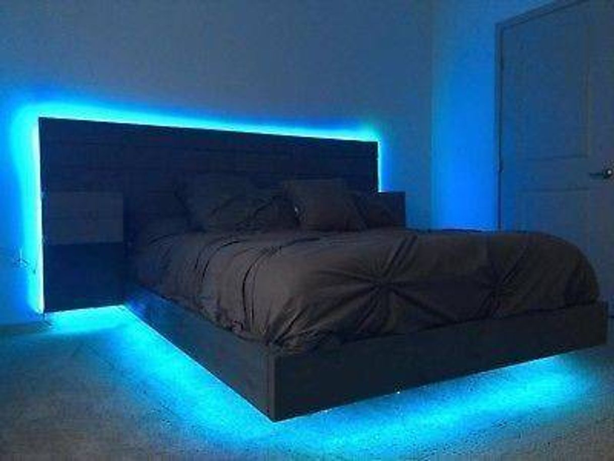 Moda Quarto com cama flutuante e led 