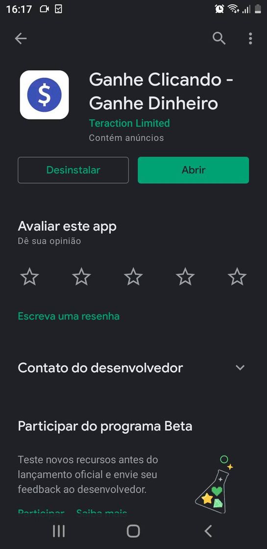 App Ganhe dinheiro apenas clicando no botão 