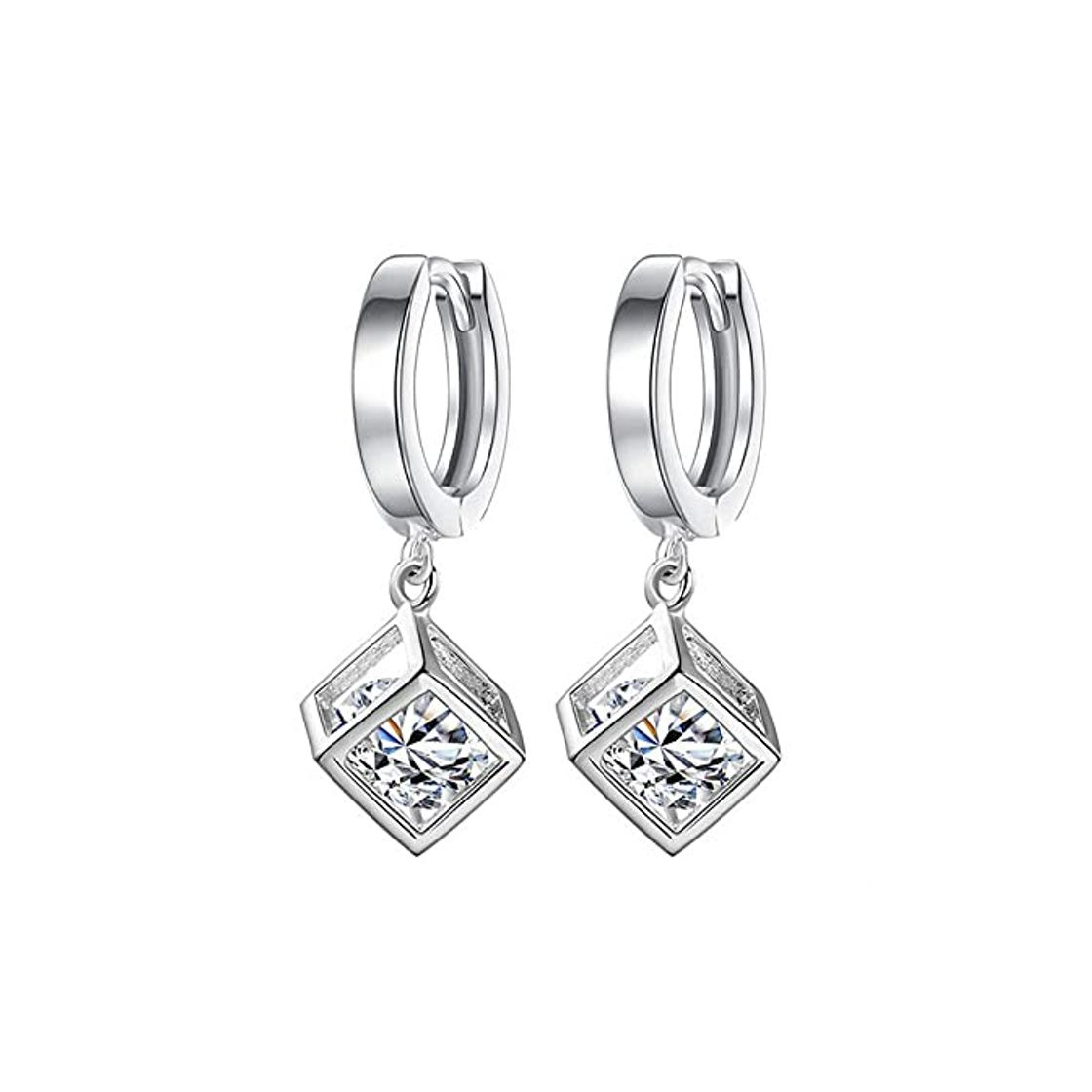 Fashion Pendientes Mujer Pendientes De Gota De Azúcar De Circonita con Ventana De Amor De Cubo De Plata De Ley 925 para Mujer Brincos De Prata Mejor Regalo Plata