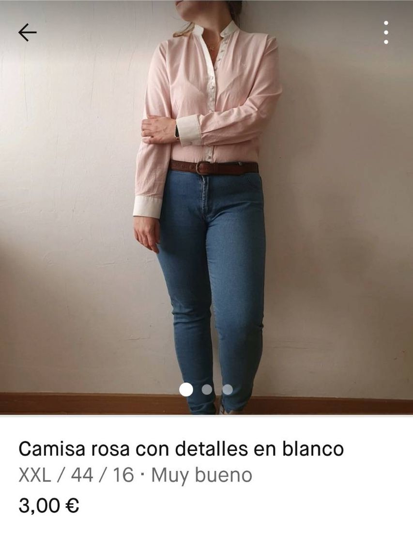 Moda Camisa rosa con detalles en blanco. Talla 44