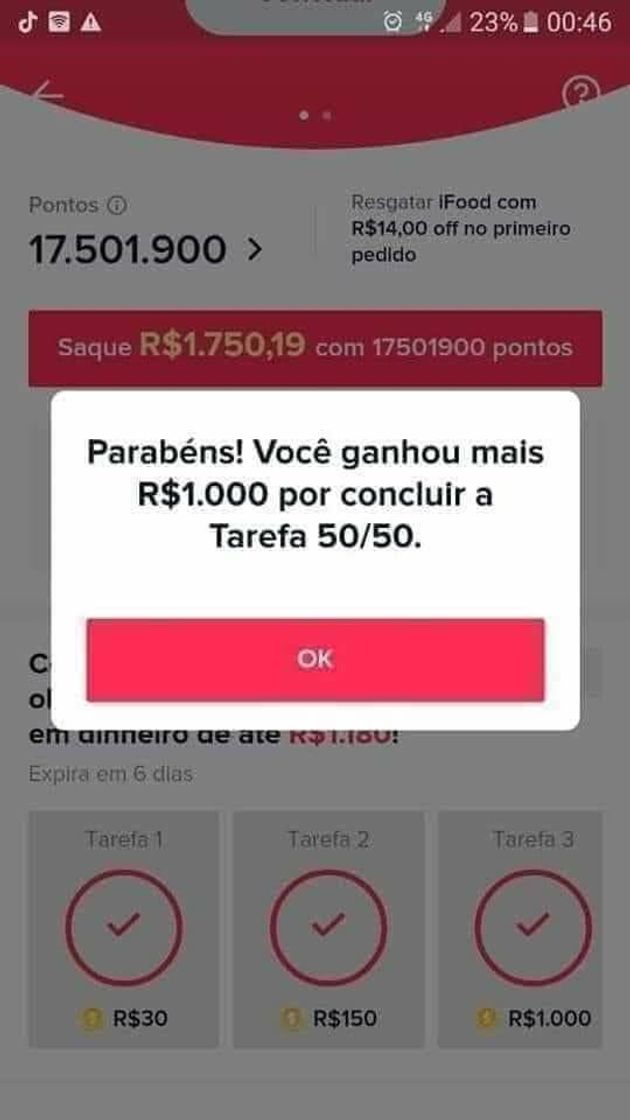 Moda Ganhe com o Tik Tok até 800 reais por conta!