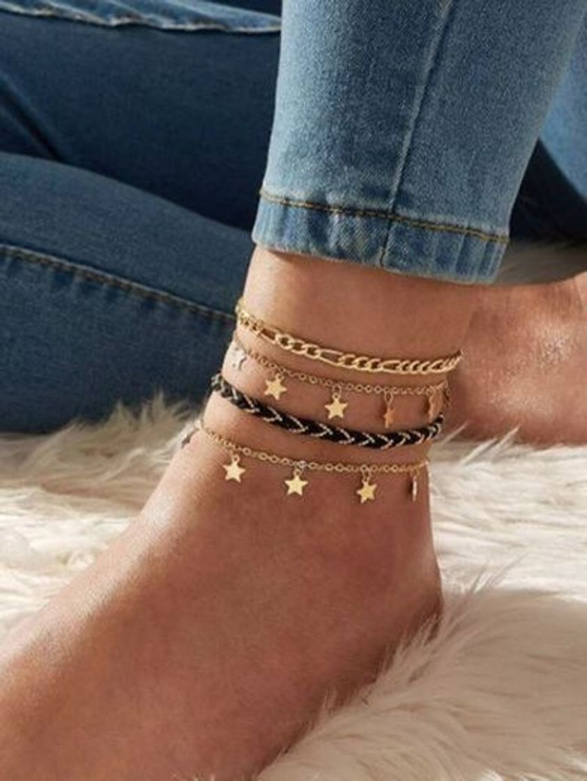 Moda Star Charm Chain Anklet 4pcs