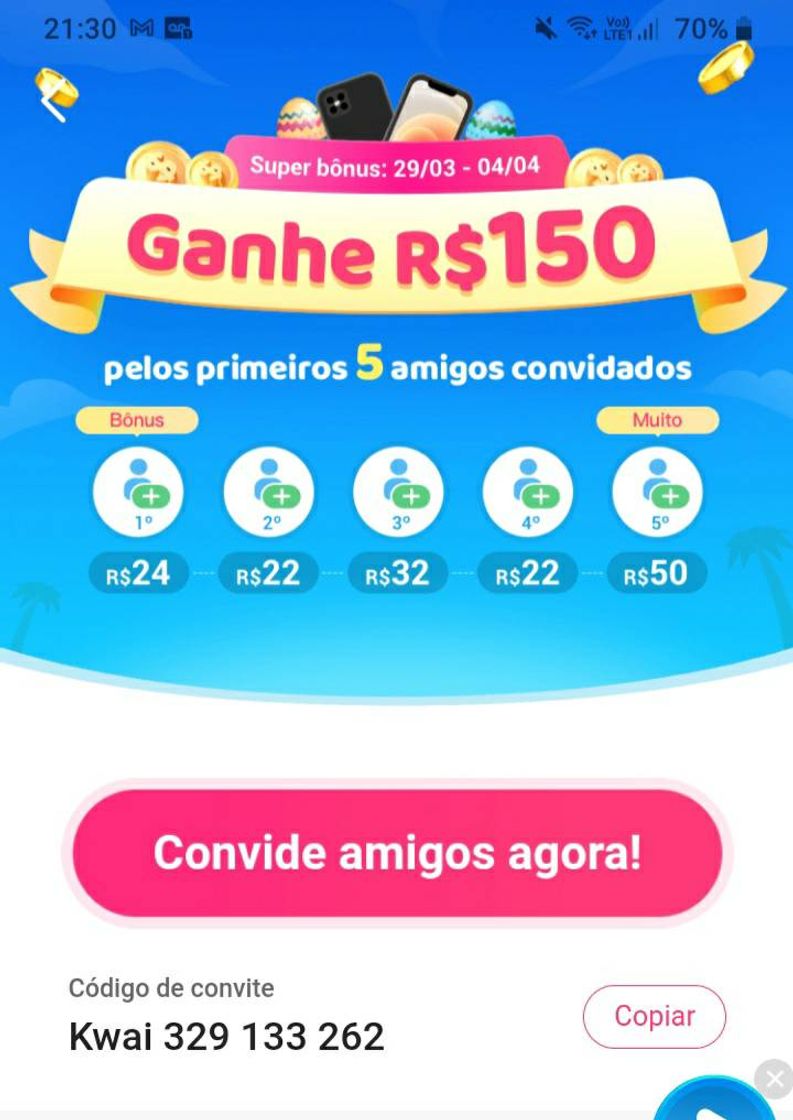 App Quer ganhar R$150,00 pra passar a Páscoa mais feliz?