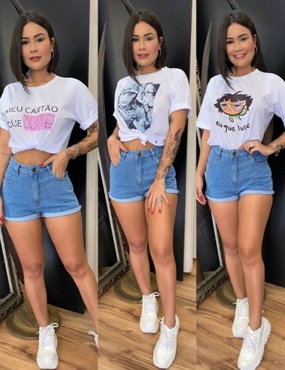 Shortinho jeans com T