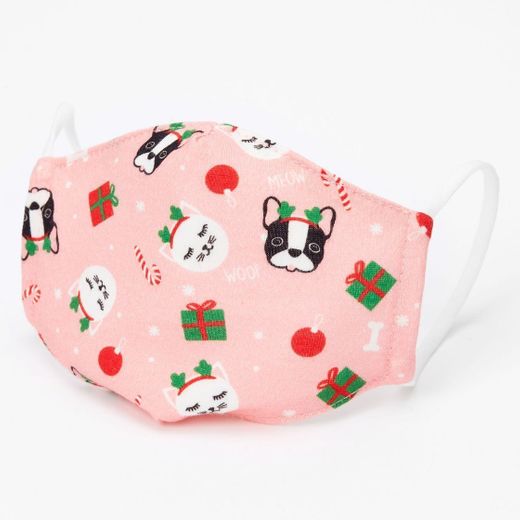 Cotton Holiday Dog and Cat Print Face Masks - Child Small