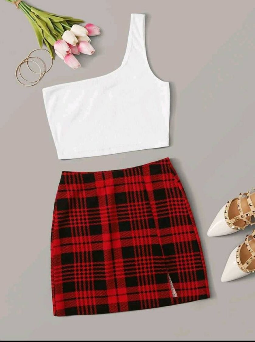 Moda Conjunto aesthisti saia e cropped