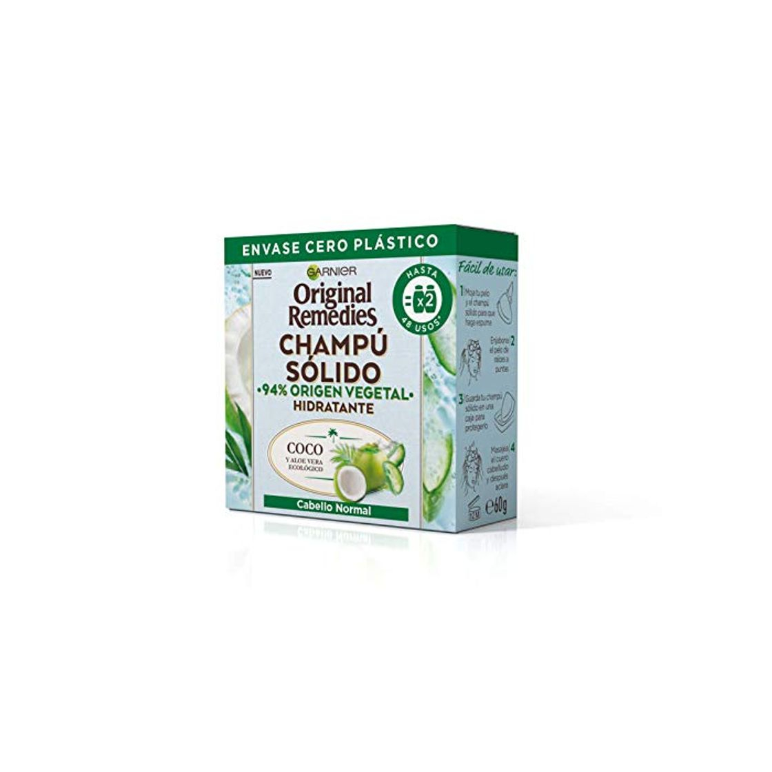 Product Garnier Original Remedies Champú Sólido - Coco Y Aloe Vera Ecológico Para