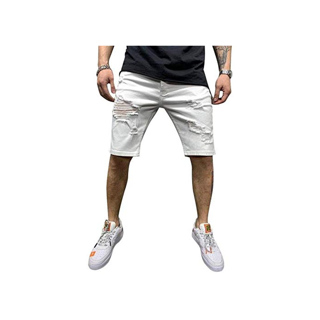 Moda Cortos Pantalones Cortos De Mezclilla Ajustados Cortos De Mezclilla De Verano para Hombres Moda Casual Slim Fit Pantalones Cortos Elásticos Masculi