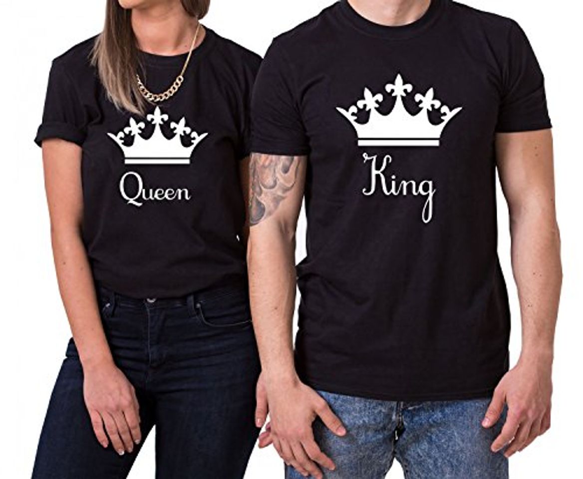 Fashion Down King Queen Partnerlook Camiseta de los Pares Dulce para Parejas como