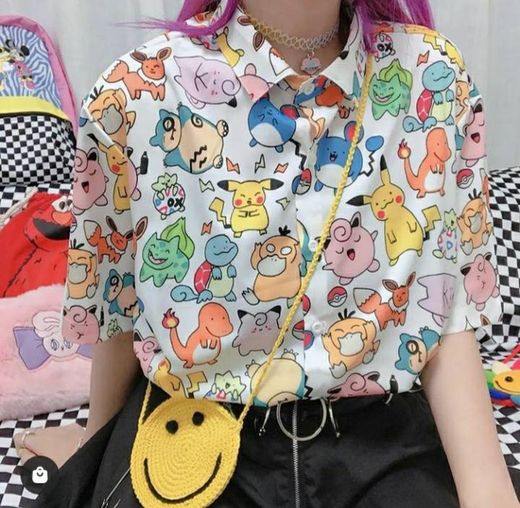 Camiseta de botão de pokemons
