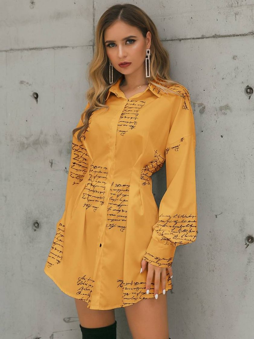 Moda Vestido amarelo mostarda com botões 💛