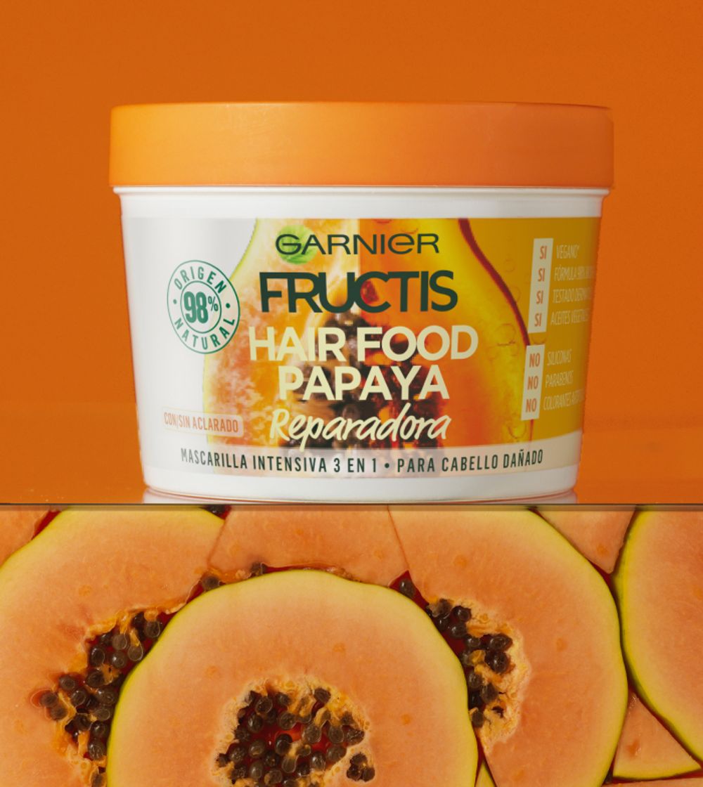 Social Garnier Fructis Hair Food Papaya Mascarilla 3 en 1-390 ml