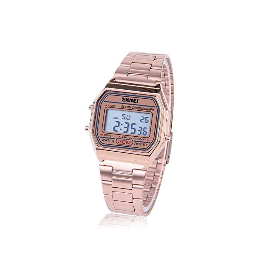 Social VGEBY1 Reloj de pulsera digital LED con luz trasera y correa de