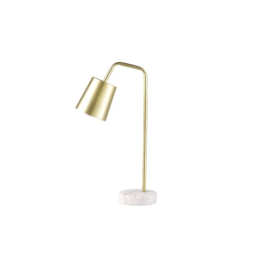 Lámpara de escritorio de metal dorado y mármol blanco ZEN
