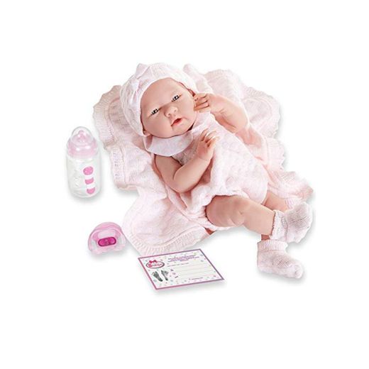 Berenguer Realistic Little Girl Doll - Traje de punto rosa con manta