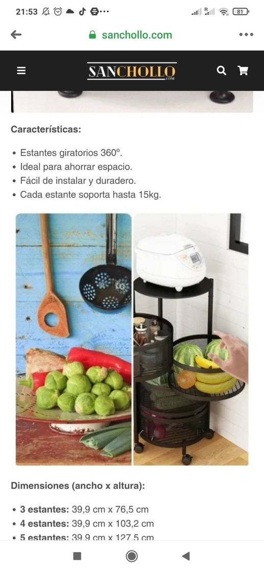 Fashion Cajonera de Cocina para fruta, especias, verdura...