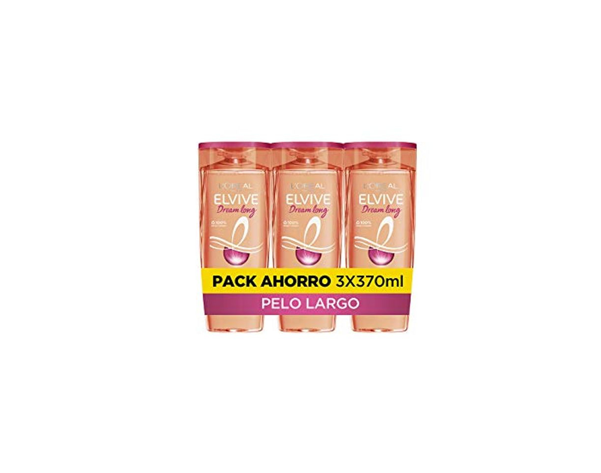 Social Elvive Dream Long Champú Reconstructor - 3 Recipientes de 370 ml -